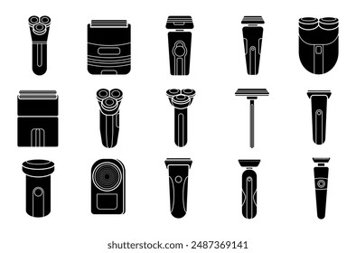Shaver filled vector set illustration