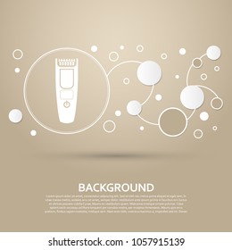 Shaver hairclipper icon on a brown background with elegant style and modern design infographic. Vector illustration
