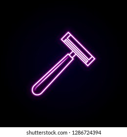 Shaver icon in neon style. Simple glyph vector of Ban set for UI and UX, website or mobile application on dark gradient background