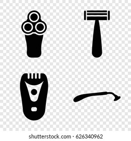 Shaver icons set. set of 4 shaver filled icons such as razor