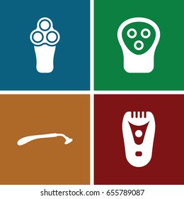 Shaver icons set. set of 4 shaver filled icons such as electric razor