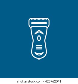 Shaver Line Icon On Blue Background