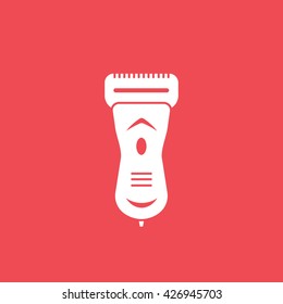 Shaver Line Icon On Red Background