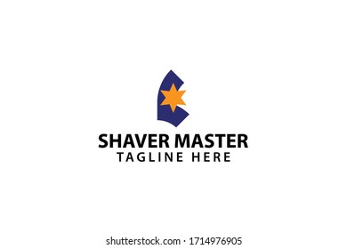 shaver master badge logo vector concept with simple, unique, modern and elegant styles on white background