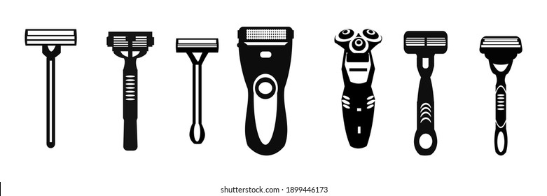 Shavers for woman and man simple icons set Vector illustration