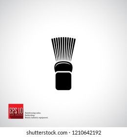 Shaving brush black isolated vector icon. Hairdresser, fashion salon and barber sign collection equipment.