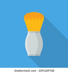 Shaving brush flat icon isolated on blue background. Simple shaving brush sign symbol in flat style. Barber equipment Vector illustration for web and mobile design.