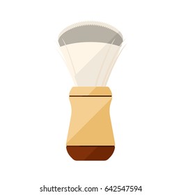 Shaving brush flat icon with white handle