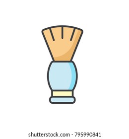 Shaving brush flat line colored icon.