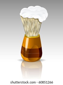 Shaving brush with foam. Realistic vector illustration