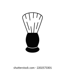 Shaving brush icon in black flat glyph, filled style isolated on white background