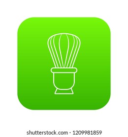 Shaving brush icon green vector isolated on white background