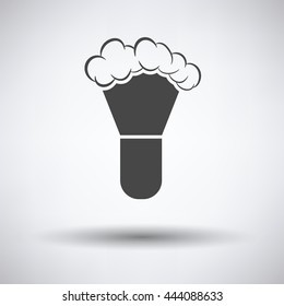 Shaving brush icon on gray background, round shadow. Vector illustration.