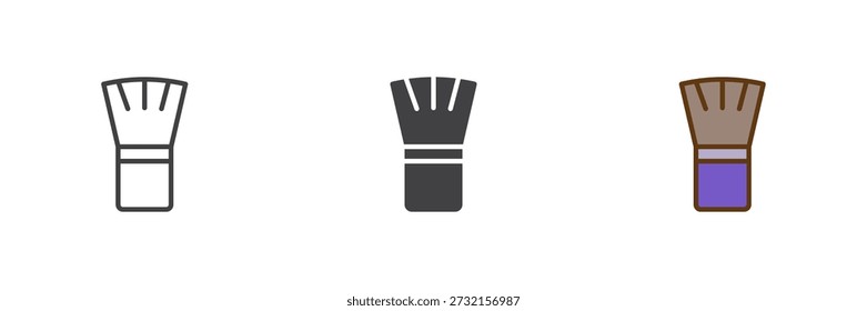 Conjunto de iconos de pincel de afeitar con estilos de líneas, contornos sólidos y rellenos. Icono de pincel signo de Vector y símbolo para herramientas de aseo, peluquería y belleza.
