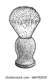 Shaving brush illustration, drawing, engraving, ink line art vector