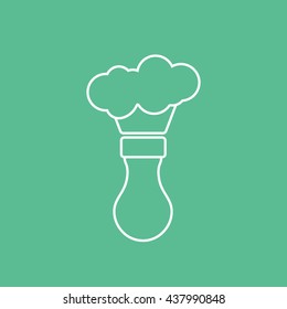 Shaving Brush Line Icon On Green Background