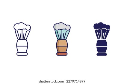 Shaving brush line and solid vector icons