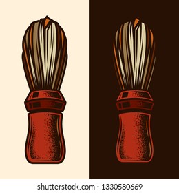 Shaving brush. Original vector illustration in vintage style. Design element.