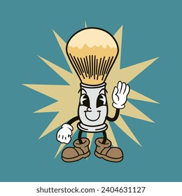 Shaving brush in retro cartoon style