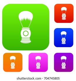 Shaving brush set icon in different colors isolated vector illustration. Premium collection