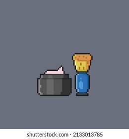 shaving cream and brush in pixel style