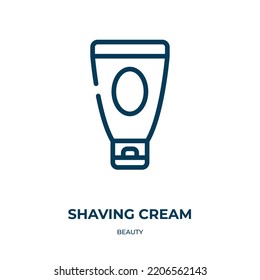 Shaving cream icon. Linear vector illustration from beauty collection. Outline shaving cream icon vector. Thin line symbol for use on web and mobile apps, logo, print media.