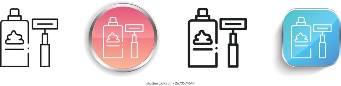 ícone de creme de barbear. Design fino, linear, regular e estilo botão isolado no fundo branco