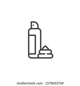 Shaving cream line icon. linear style sign for mobile concept and web design. Shave foam bottle outline vector icon. Symbol, logo illustration. Vector graphics