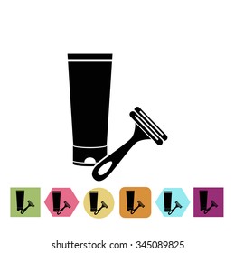 Shaving cream and razor icon