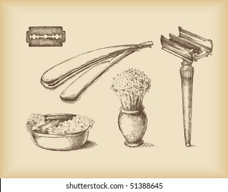 Shaving Equipment -isolated objects- drawing