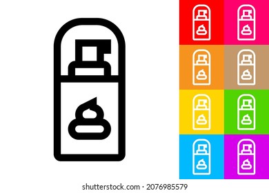 Shaving Foam Bottle. Line Icon With Different Color Background.