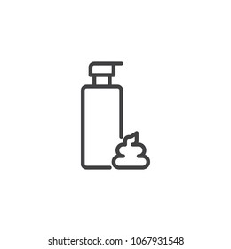 Shaving foam bottle outline icon. linear style sign for mobile concept and web design. Cream after shaving simple line vector icon. Symbol, logo illustration. Pixel perfect vector graphics
