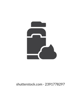 Shaving foam dispenser vector icon. filled flat sign for mobile concept and web design. Shaving cream bottle glyph icon. Symbol, logo illustration. Vector graphics