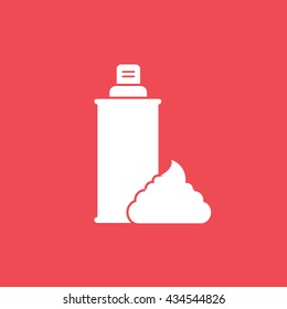 Shaving Foam Flat Icon On Red Background