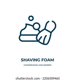 Shaving foam icon. Linear vector illustration from hairdressing and barber shop collection. Outline shaving foam icon vector. Thin line symbol for use on web and mobile apps, logo, print media.