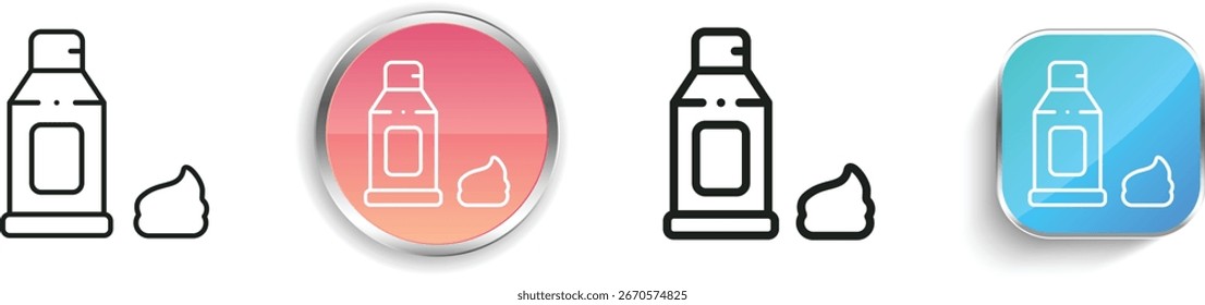 ícone de espuma de barbear. Design fino, linear, regular e estilo botão isolado no fundo branco