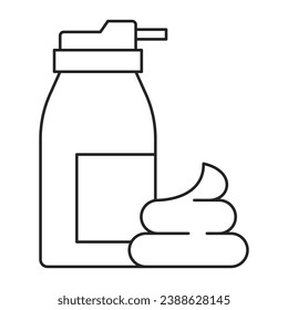 Shaving foam line icon vector isolated. Sign of cream bottle for smooth hair removal with razor. Depilation tool.