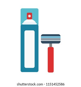 Shaving foam with a razor.Vector illustration. EPS 10.