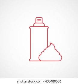 Shaving Foam Red Line Icon On White Background