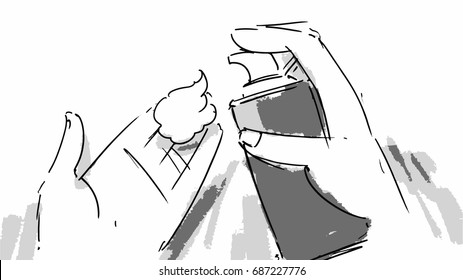 Shaving foam sketch Vector illustration for cartoon, or storyboard project