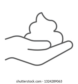 Shaving foam thin line icon, face and care, shaving cream sign, vector graphics, a linear pattern on a white background, eps 10.