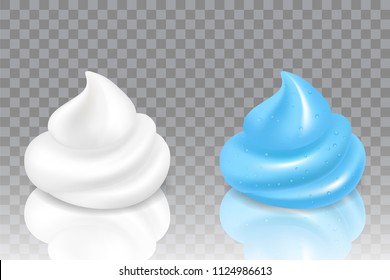 Shaving gel and shaving foam cream soap mousse icon set. Vector realistic illustration isolated on transparent background.