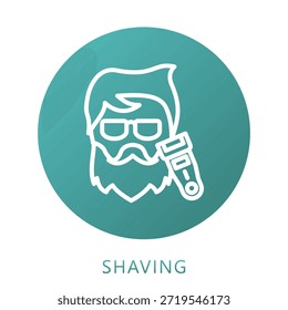 Rasiergradientenfüllung, Mini-Illustrationssymbol beziehen sich auf Körperpflege, Beauty-Shop, Körperpflege und mehr. Für moderne Konzeption, UI, UX Web- und App-Entwicklung.