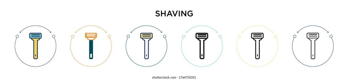 Shave icon in gefüllt, dünne Linie, Umriss und Strich Stil. Vektorgrafik von zwei farbigen und schwarz rasierenden Vektorgrafiken-Designs kann für mobile, iPhone-, web-basierte