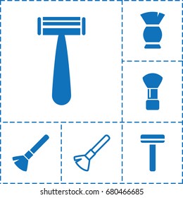 Shaving icon. set of 6 shaving filled and outline icons such as razor, shaving brush