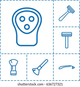 Shaving icon. set of 6 shaving outline icons such as razor, shaving brush