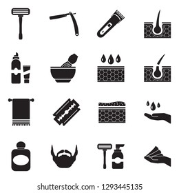 Shaving Icons. Black Flat Design. Vector Illustration.