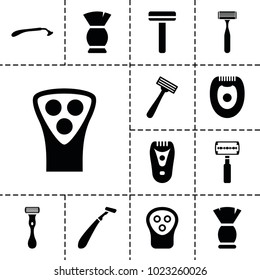 Shaving icons. set of 13 editable filled shaving icons such as razor, electric razor