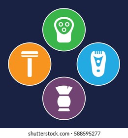 shaving icons set. Set of 4 shaving filled icons such as razor, electric razor