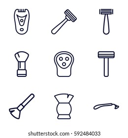 shaving icons set. Set of 9 shaving outline icons such as razor, shaving brush, electric razor